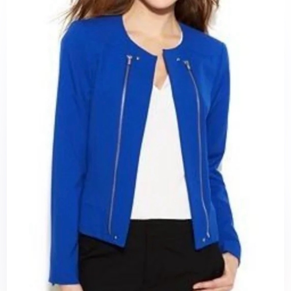 Cobalt Blue Moto Jacket Blazer by Calvin Klein